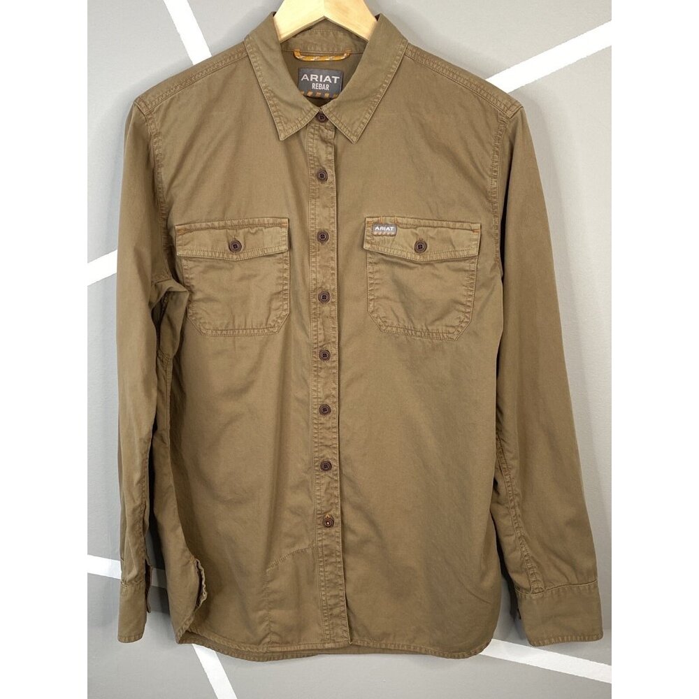Ariat Rebar Washed Twill Long Sleeve Work Shirt Women’s Large Brown